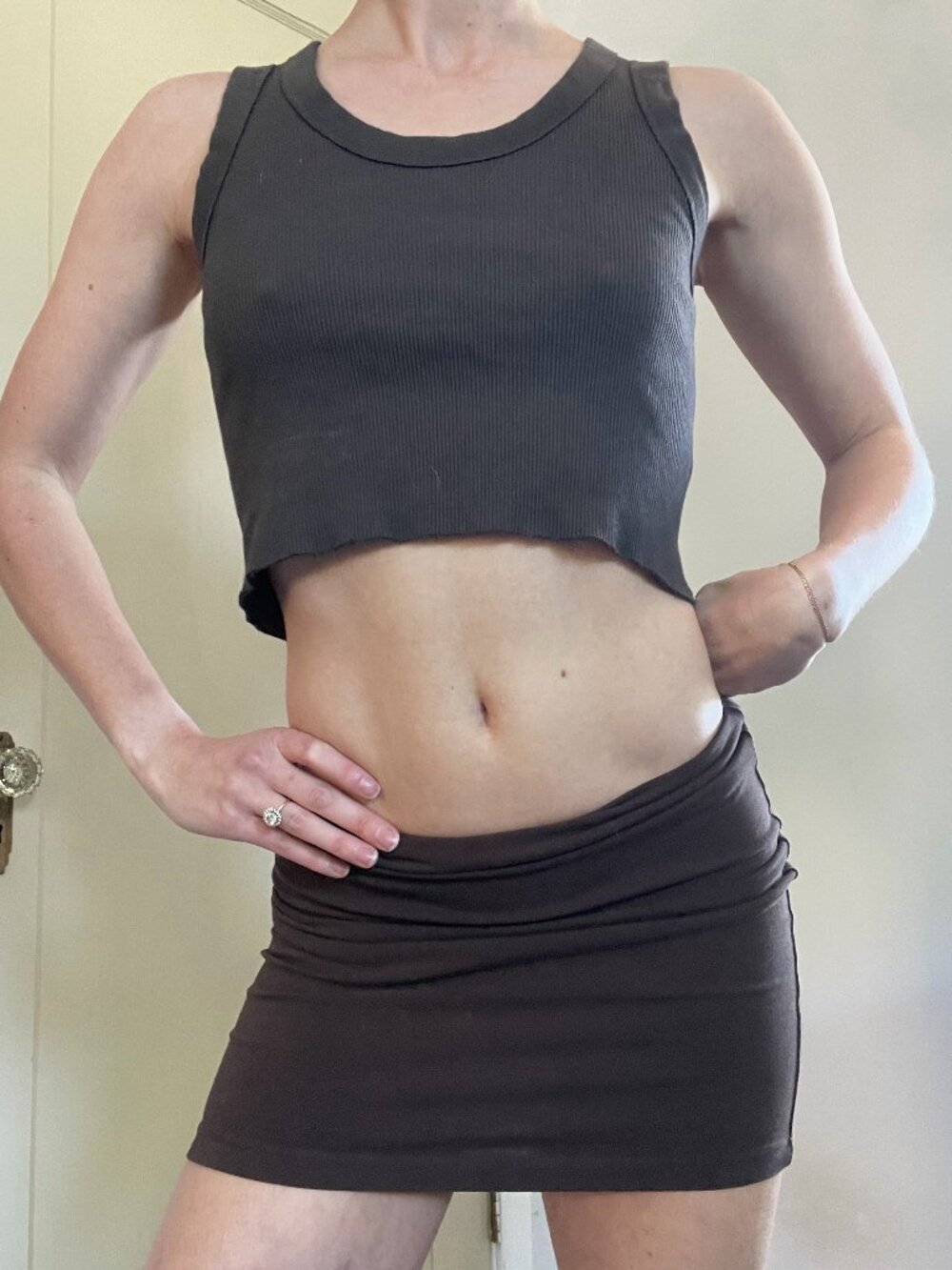 brown brandy melville / j galt scoop neck tank crop top